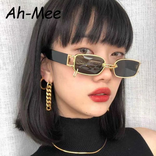sun glasses rectangle glasses women hip hop steampunk punk metal iron hoop square eyeglasses uv400 oculos, White;black